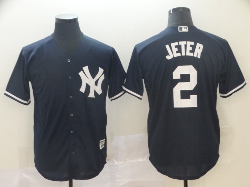 Men's New York Yankees #2 Derek Jeter Navy Cool Base Player Stitched MLB Jersey